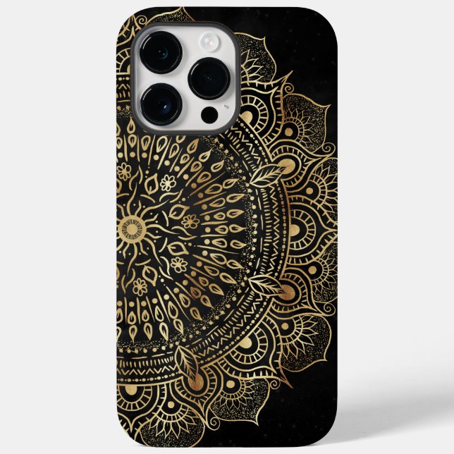 Elegante Black Dourado Mandala Floral Design (Verso)