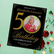 Elegante Black e Dourado 50º Convite de Aniversári