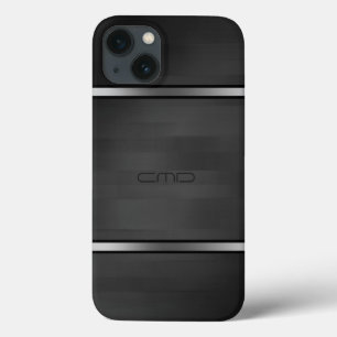 Elegante Black Faux Wood Strips Silver Acentos