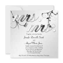 Elegante Black Floral Sra. Convite & Sra. Wedding