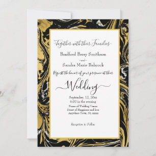 Elegante BlacMarsala Dourado Convite para Casament