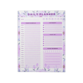 Elegante Bloco de Notas Planejador Diário Floral