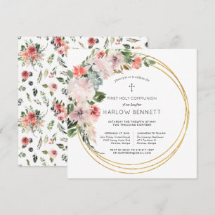 Elegante Blossomo Primeiro Sagrado Convite Comunit
