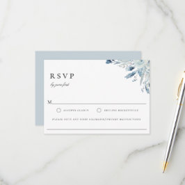 Elegante Blue Botanical Weding Allergy RSVP