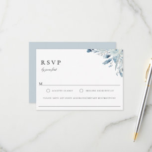 Elegante Blue Botanical Weding Allergy RSVP