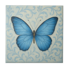Elegante Blue Butterfly Azulejo cerâmico