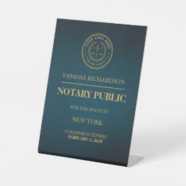 Elegante Blue Dourado Notary Public Logo Professio