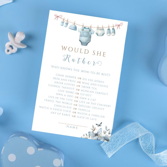 Elegante Blue Floral Ela Preferencialmente Chá de  (Criador carregado)