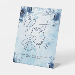 Elegante Blue Flowers Guest Books Chá de fraldas