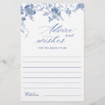 Elegante Blue French Garden Wish & Advice Card<br><div class="desc">Personalize com a noiva para ser o nome e a data do chá. Para mais personalização,  clique no link "personalizar mais". Se precisar de ajuda,  entre em contato comigo,  por favor.</div>