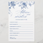 Elegante Blue French Garden Wish & Advice Card<br><div class="desc">Personalize com a noiva para ser o nome e a data do chá. Para mais personalização,  clique no link "personalizar mais". Se precisar de ajuda,  entre em contato comigo,  por favor.</div>