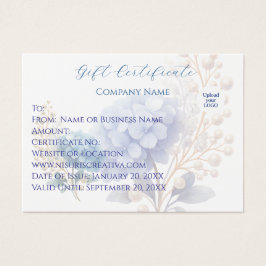 Elegante Blue Hydrangea Gift Card Cliente Voucher