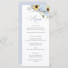 Elegante Blue Hydrangea Sunflower Menu Casamento