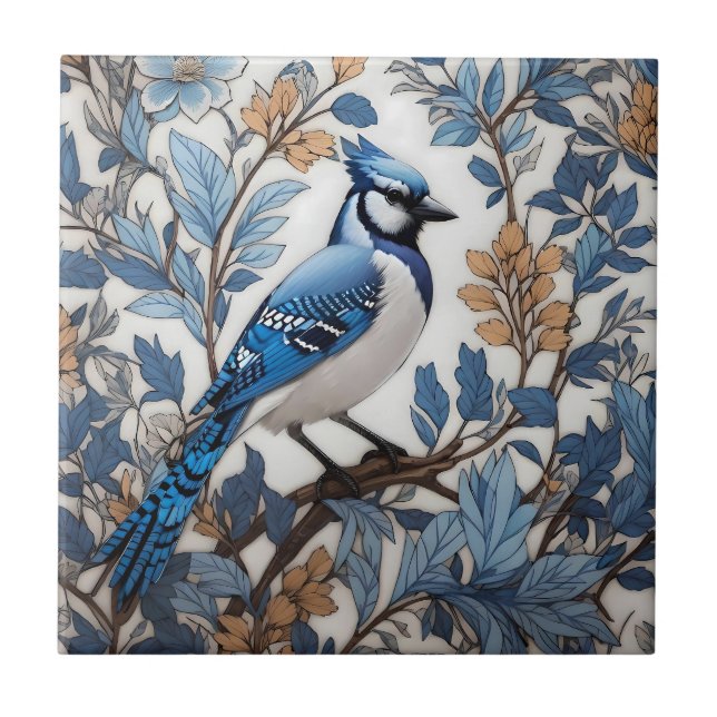 Elegante Blue Jay William Morris Inspirou (Frente)