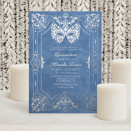 Elegante Blue Mascarada Mask Quinceanera