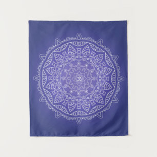 Elegante Blue Om Mandala Tapeçaria