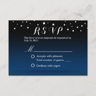 Elegante Blue Starry Night Weding RSVP