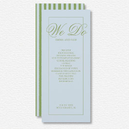 Elegante Blue Striped Weding Program