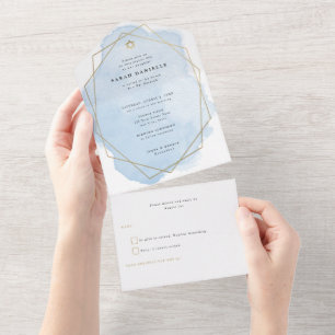 Elegante Blue Watercolor Frame Bat Mitzvah