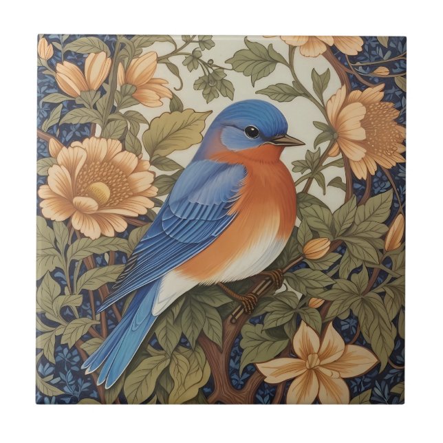 Elegante Bluebird Oriental William Morris Inspirou (Frente)