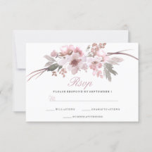 Elegante Blush & Cinza White floral Wedal RSVP