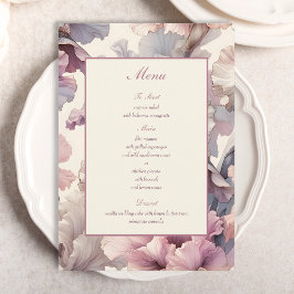 Elegante Blush Floral Chic Na moda Weding Menu