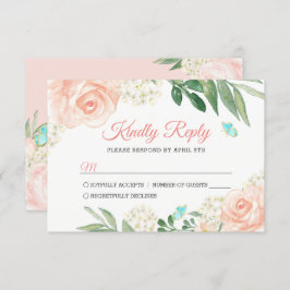 Elegante Blush Peach Watercolor Floral Weding RSVP
