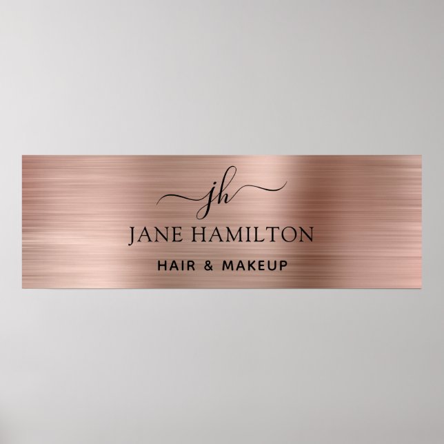 Elegante Blush Pink Bruche Metal Poster (Frente)