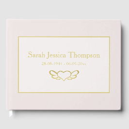 Elegante Blush Pink e Dourado Livro de Condolência