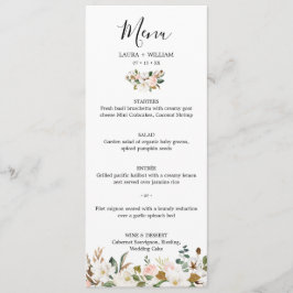 Elegante Blush White Magnolia Floral Menu