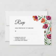 Elegante Boho Aguarela Floral de Papoula RSVP de C