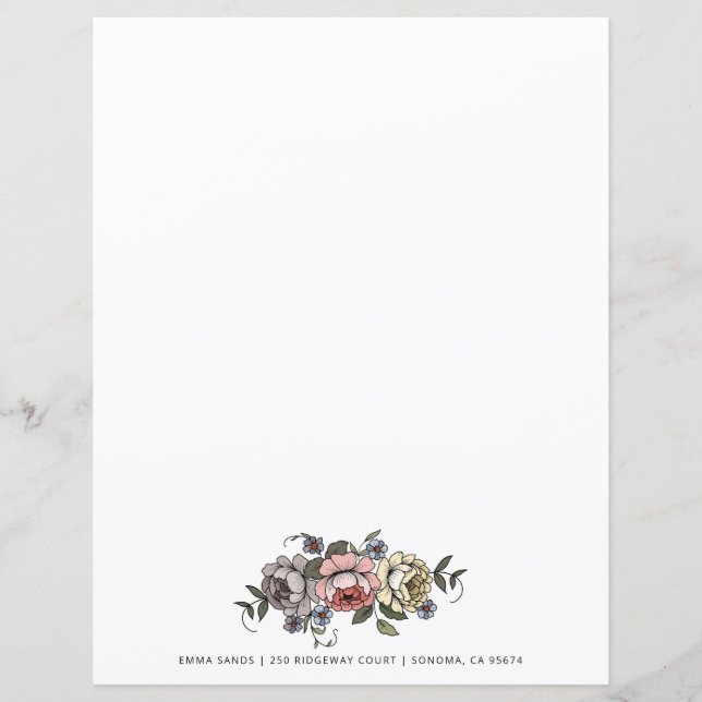 Elegante Boho Botânico Floral Rosa Personalizado (Frente)