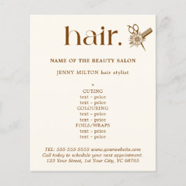 Elegante Boho Brown Ouro Scissors Hair Menu