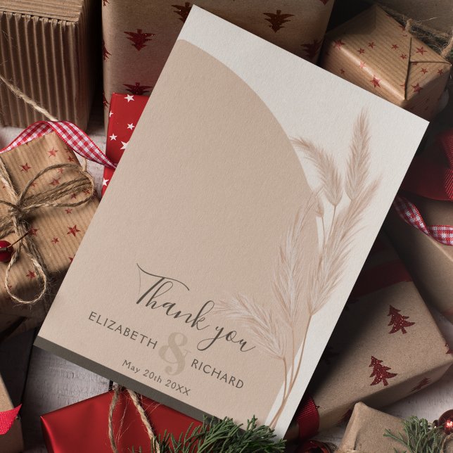 Elegante Boho Pampas Cartões de agradecimentos Mod (Criador carregado)