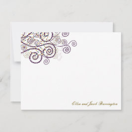 Elegante Boho Purple Spirals Cartões de agradecime