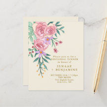 Elegante Boho Rosa Bege Floral Aquarela Casamento 