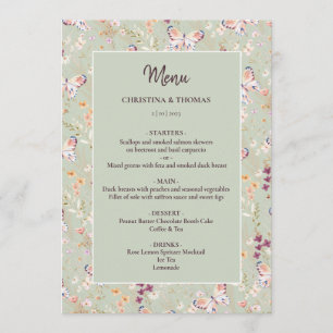 Elegante Boho Wildflower Sage Menu
