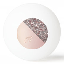 Elegante Bola de Ping Pong com Monograma em Dourad