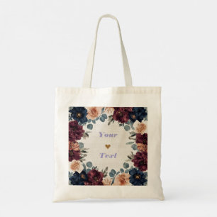 Elegante Bolsa de Mão Burgundy e Azul Marinho Flor