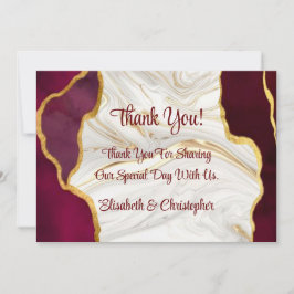 Elegante Borgonha e Agate Dourado Obrigado Cartões