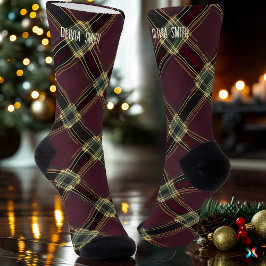 Elegante Borgonha e Dourada Xadrez de Natal Person