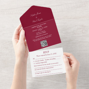 Elegante Borgonha Tudo em Um Convite de casamento