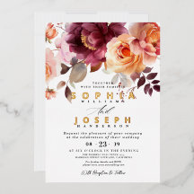 Elegante Bouquet Floral de Borgonha em Aquarela pa