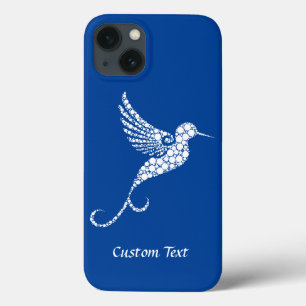 Elegante branco de beija-flor na Design azul