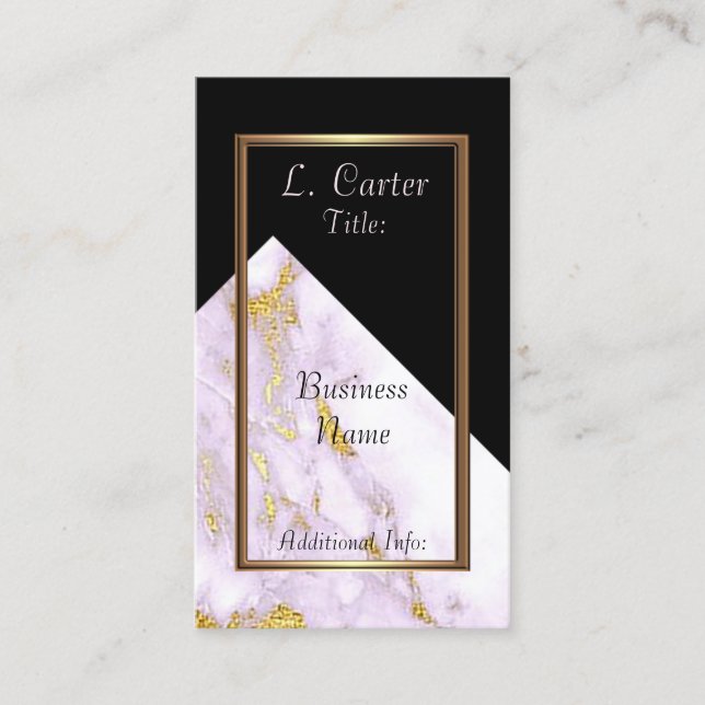 Elegante branco e Dourado mármore Cartão de visita (Frente)