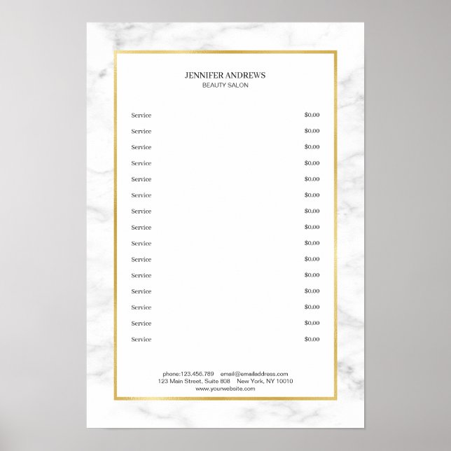 Elegante branco Marble Dourado Poster (Frente)