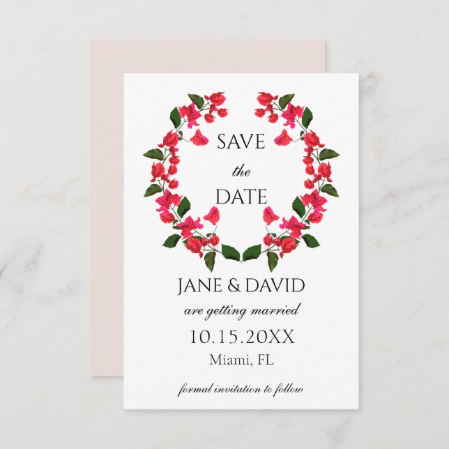 Elegante Bright Bougainvillea Salve O Cartão De Da (Frente/Verso)