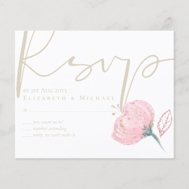 Elegante Brilho Moderno de Casamento em Ouro Rosa (Frente)