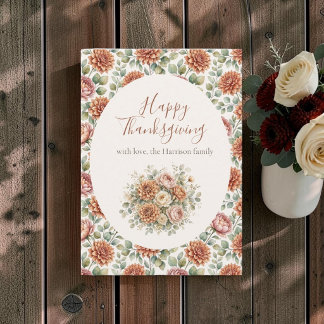 Elegante Buquê Floral de Outono Cartão de Ação de