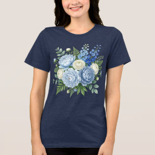 Elegante Buquê Floral de Peônia Azul em Desenho de